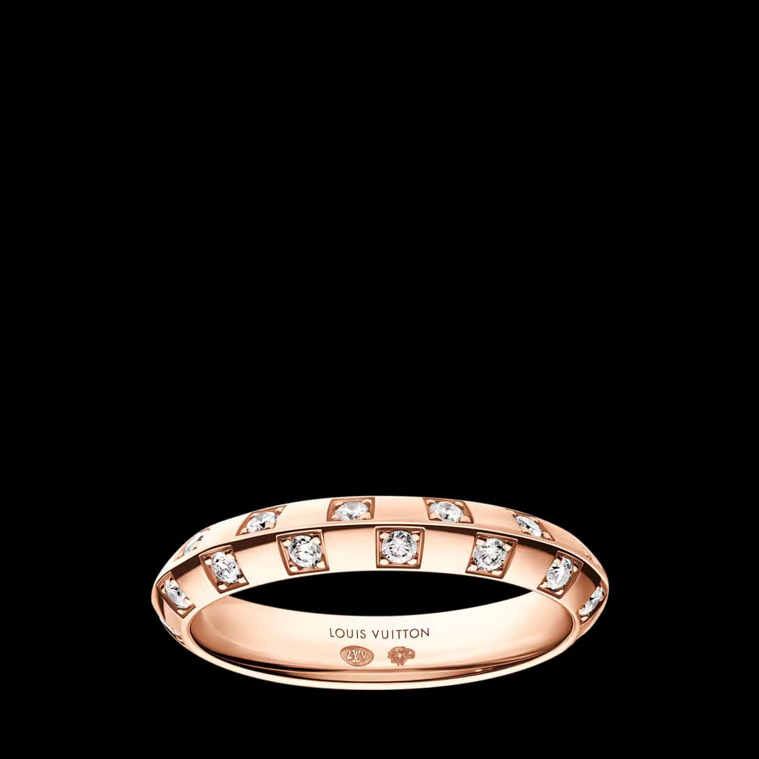 Le Damier de Louis Vuitton Small Ring, Rose Gold and Diamonds